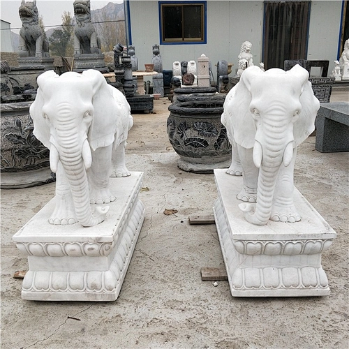 Antique Marble Elephant Statue Stone