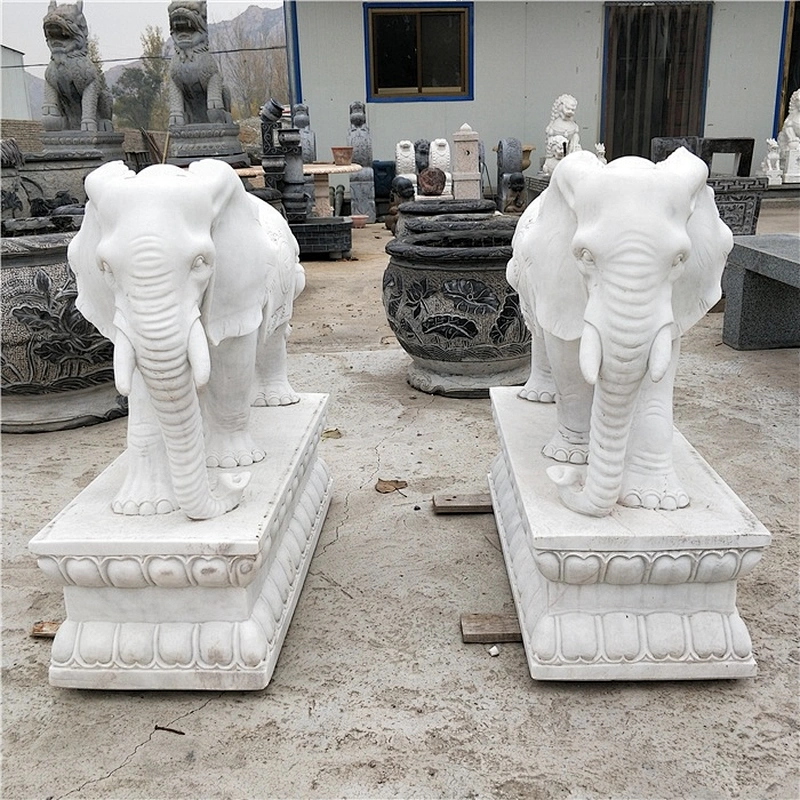 Antique Marble Elephant Statue Stone