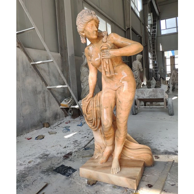 bathing woman statue/stone naked girl statue/young nude girl stone statue