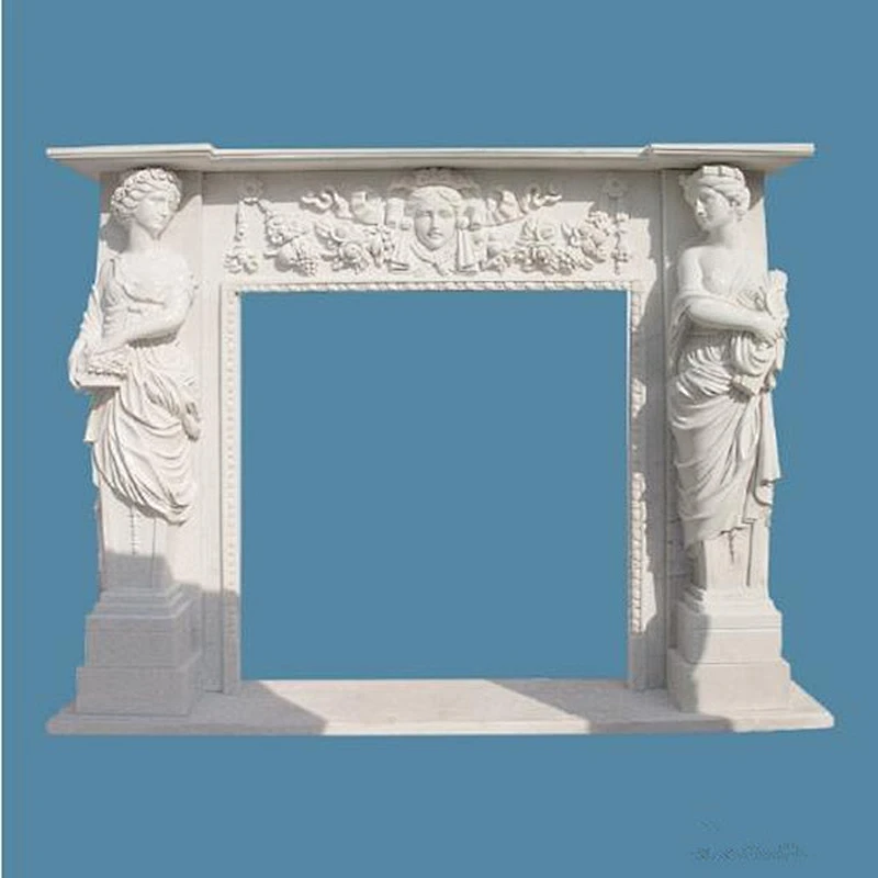 Hand Carved Marble Stone Fireplace Mantels/statues carved fireplace