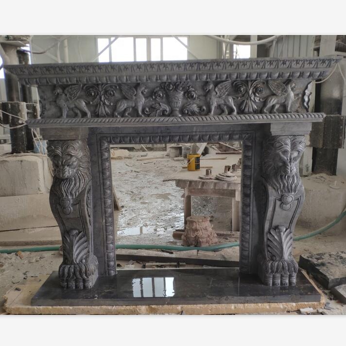 Carved Stone Luxury Statue Fireplace Surround Mantel