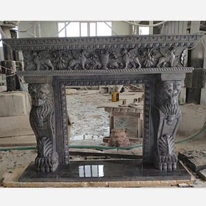 Carved Stone Luxury Statue Fireplace Surround Mantel