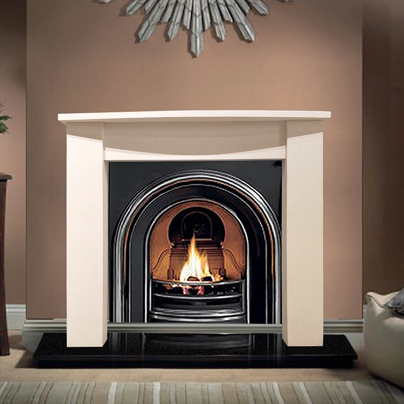White Aegean limestone fireplace mantel/firaplace surrounds