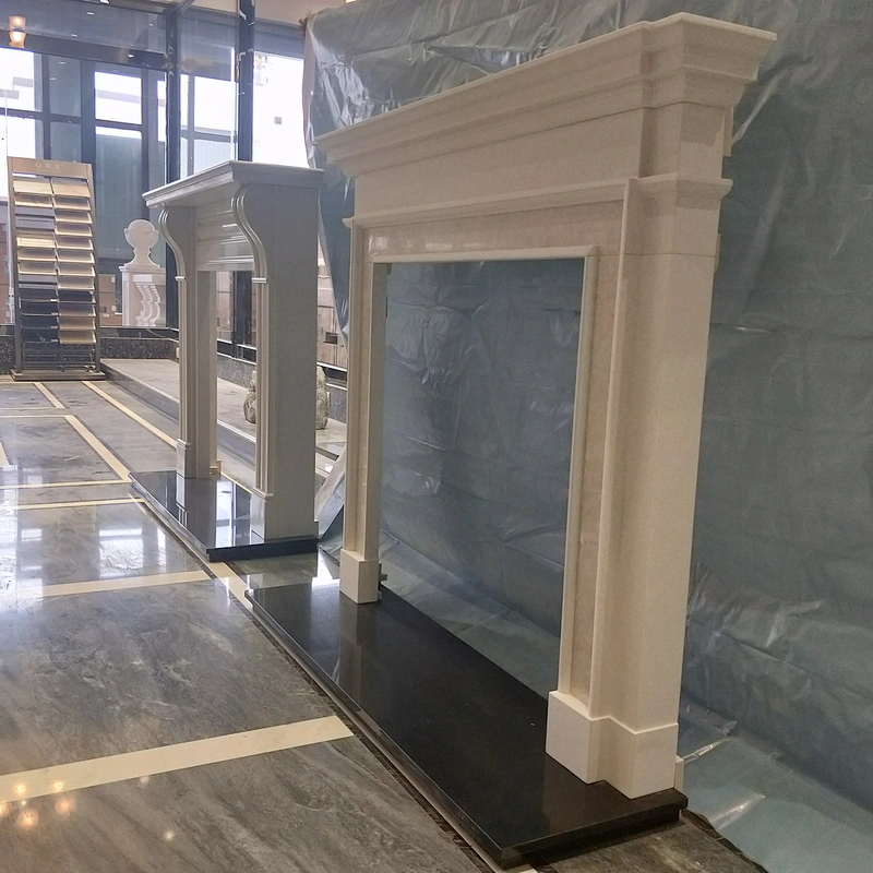 White Marble Freestanding Fireplace Mantle for Home Decoration