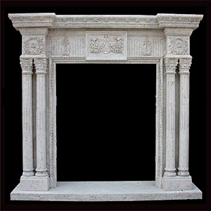 Free Standing Hand Carved Quartz Fireplace Surround With Dragon Carvings
