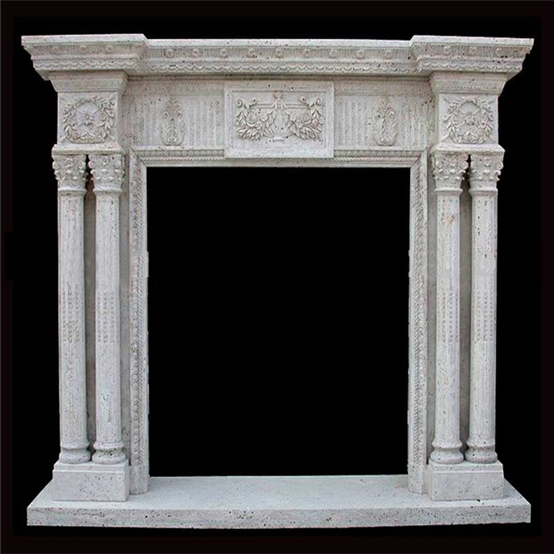 Free Standing Hand Carved Quartz Fireplace Surround With Dragon Carvings