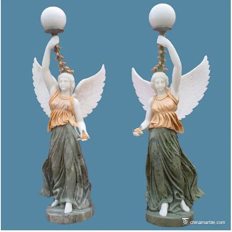 angel statue with lamp/angel statue for gardens/angel statue garden