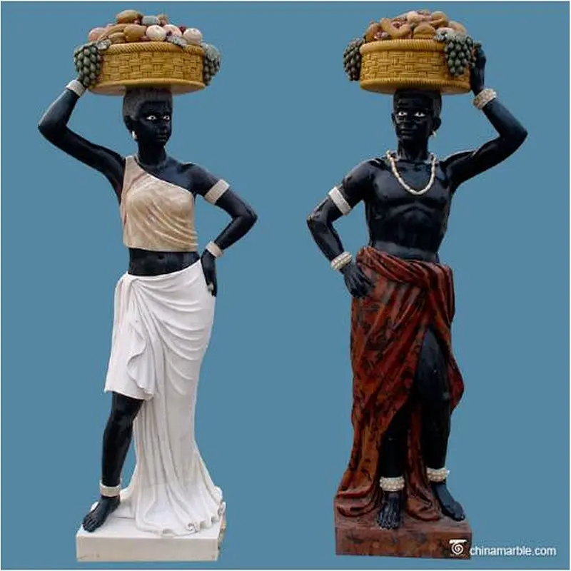 black marble statue/custom life size statue/marble black african woman statue