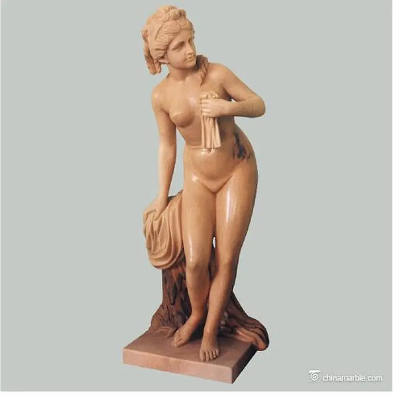 bathing woman statue/stone naked girl statue/young nude girl stone statue
