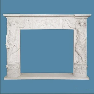 Indoor White Marble Fireplace Hearth, Corner Faux Stone Fireplace Mantels