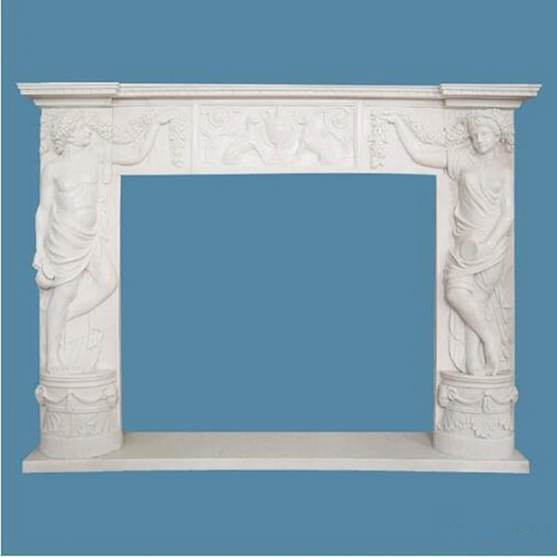 Indoor White Marble Fireplace Hearth, Corner Faux Stone Fireplace Mantels