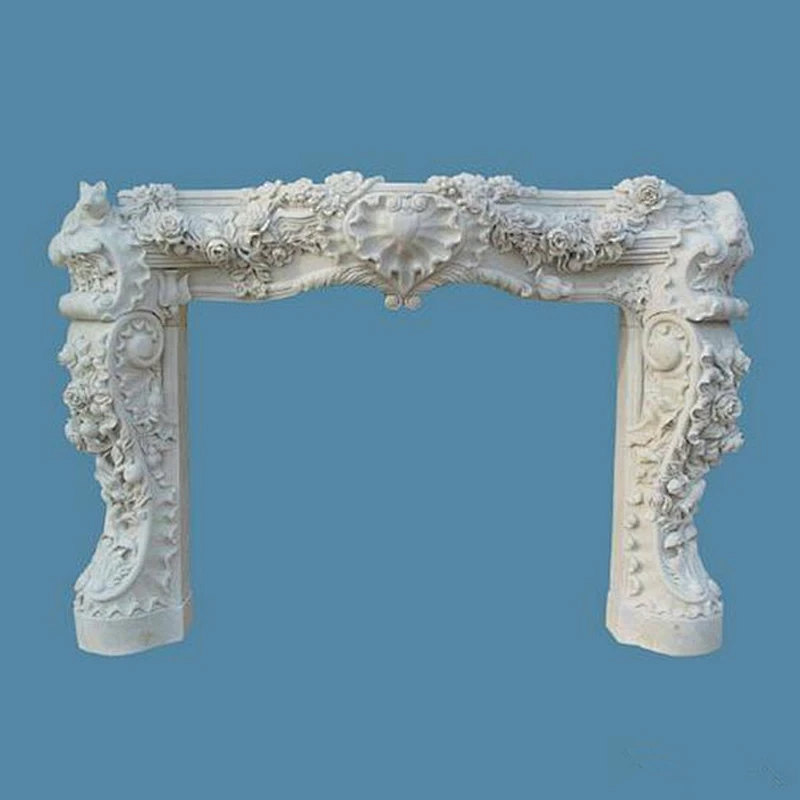 White Limestone Fireplace Surround /white marble mantel