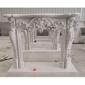 White Marble stone fireplace mantel/natural marble fireplace surrounds