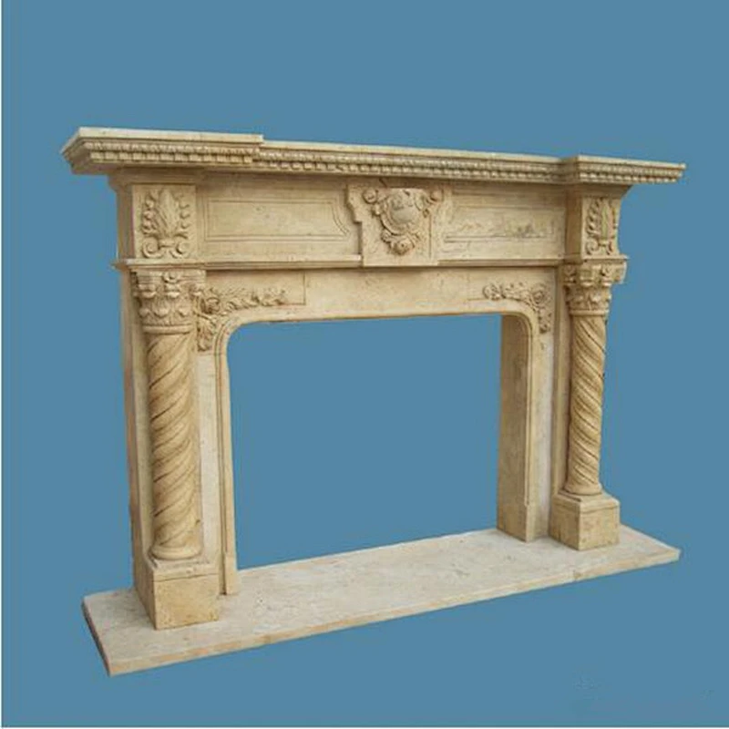 Decorating Natural Travertine Fireplace Mantel/yellow marble fireplaces