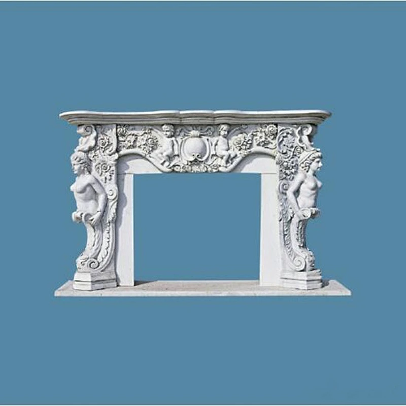 Hand Carved Marble Stone Fireplace Mantels/statues carved fireplace