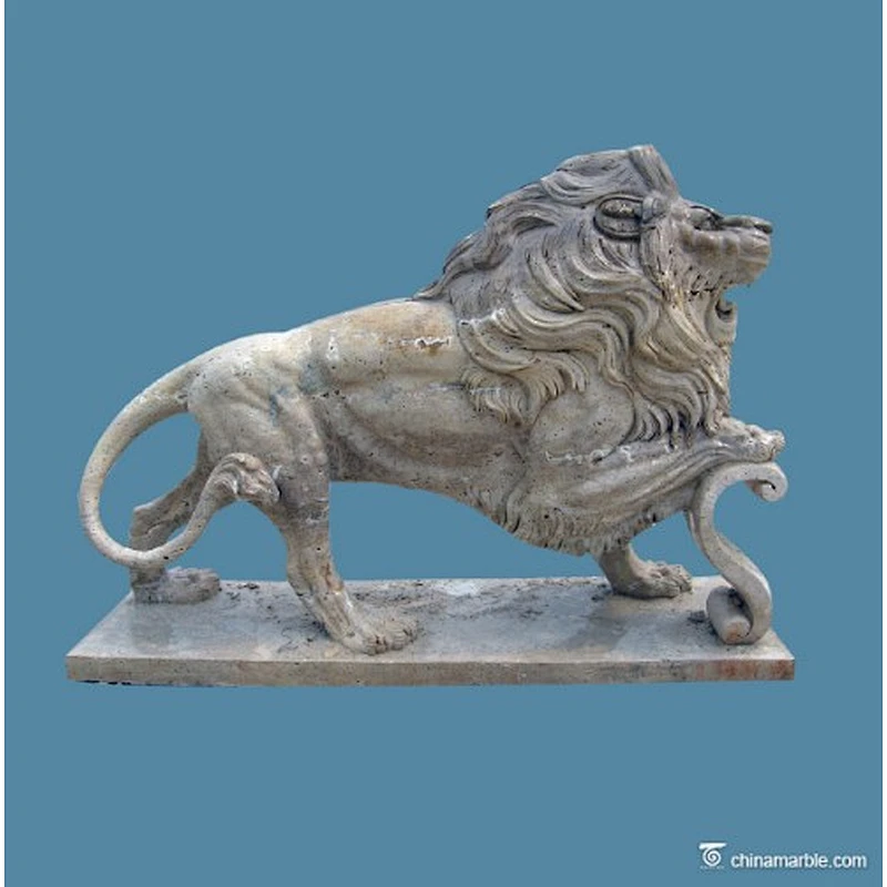 Walking lion stone statue