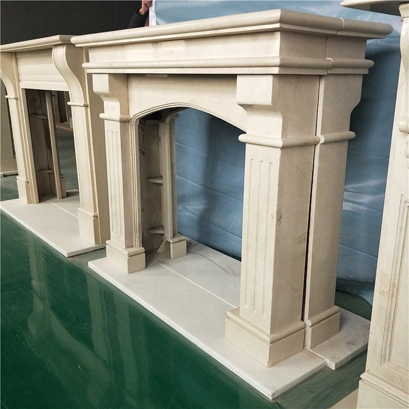 Yellow Antique Marble Fireplace Frame Mantels/single fireplace standing