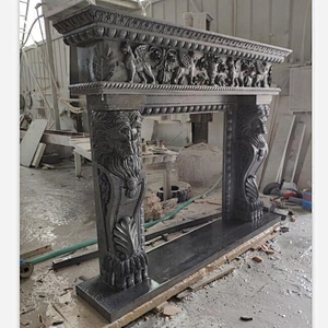 Carved Stone Luxury Statue Fireplace Surround Mantel