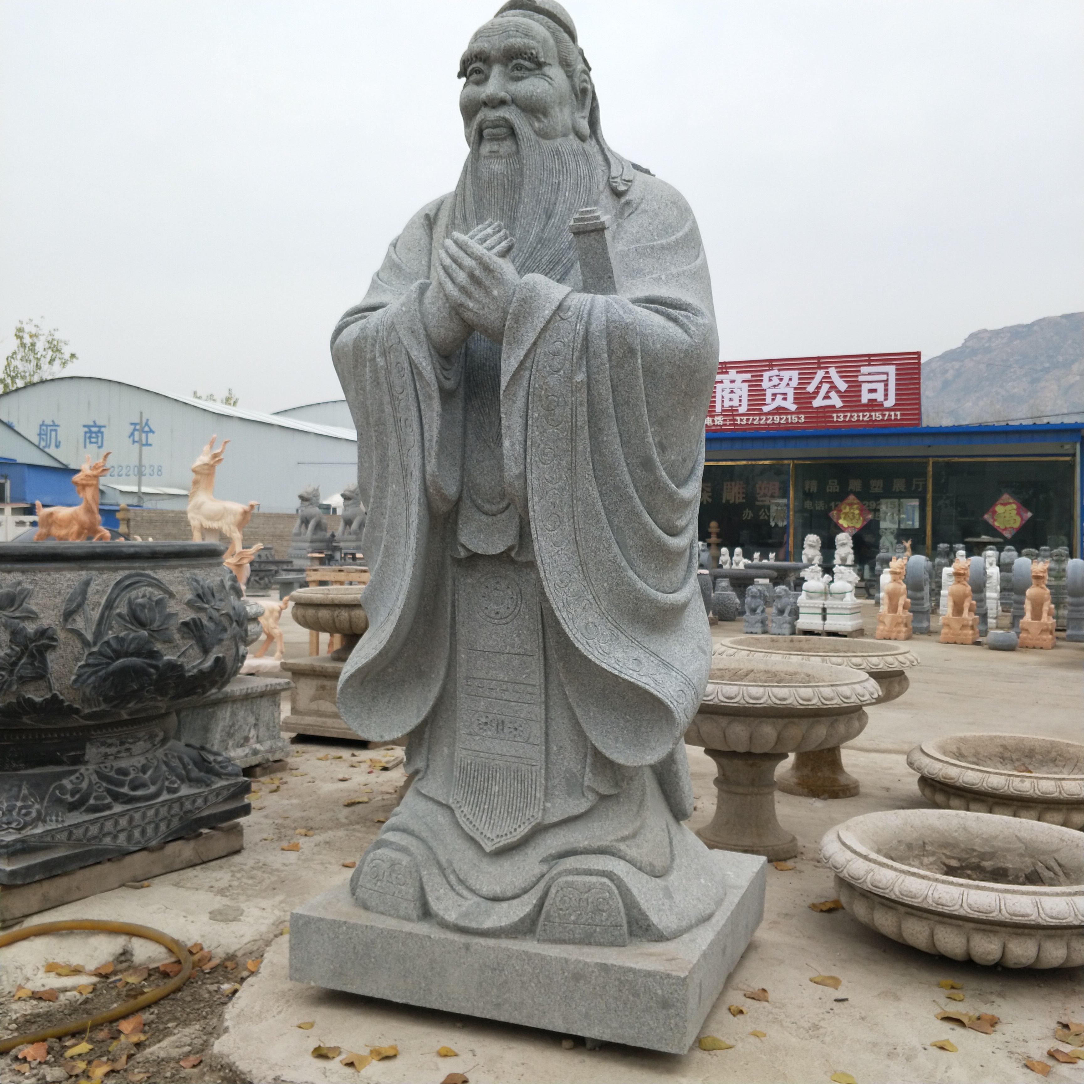 Chinese Old Man Stone Statue