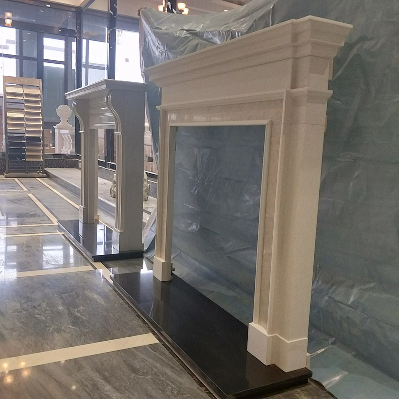 White Marble Freestanding Fireplace Mantle for Home Decoration