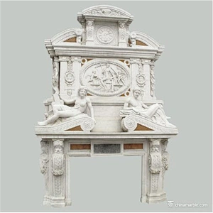 White Marble Fireplace Double Tier Marble Fireplace/natural marble fireplace