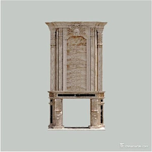 Stone Carving Life Size Western Figure Statue Double American Style Pillars Fireplace