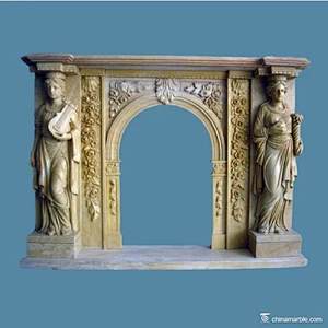 Brown Marble Fireplace Mantel/natural stone fire
