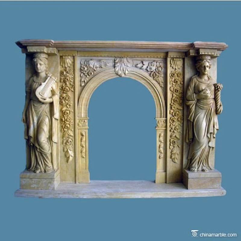 Brown Marble Fireplace Mantel/natural stone fire
