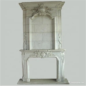 White Marble Over Mantel Design For Indoor Fireplace/double fireplaces