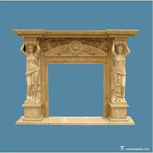 Two Ladies Carved Marble Fireplace Mantel/fireplace shelft
