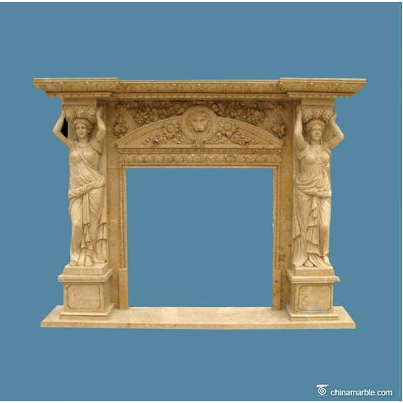 Two Ladies Carved Marble Fireplace Mantel/fireplace shelft
