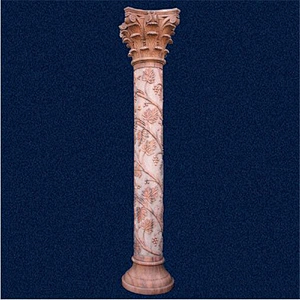 Round White Marble Temple Gate Pillar Design