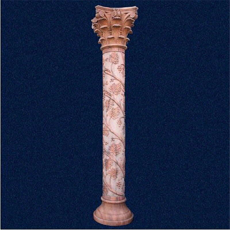Round White Marble Temple Gate Pillar Design