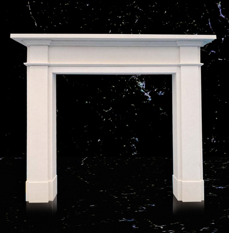 Aegean limestone fireplace mantel