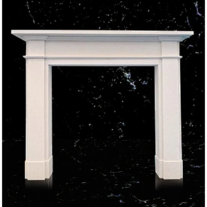 Aegean limestone fireplace mantel