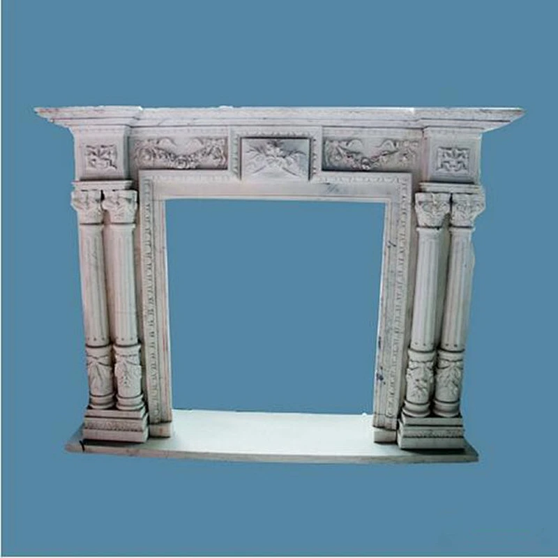 Beautiful and atmospheric Pillar Carved marble Fireplace Mantel