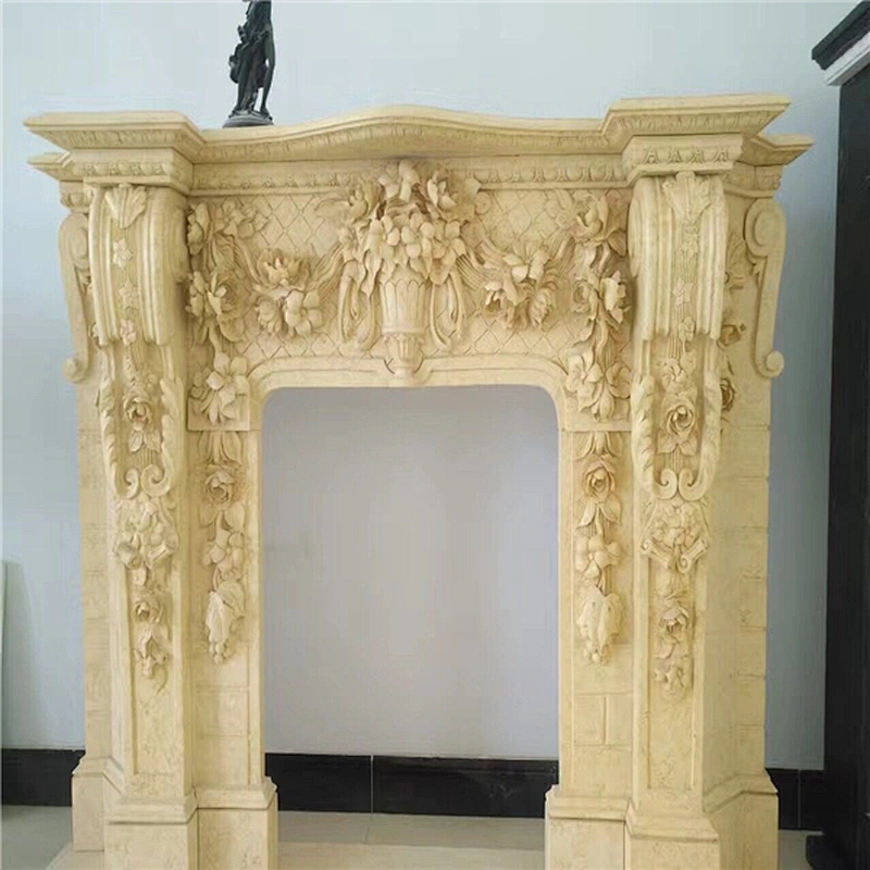 Indoor Decorative Freestanding Natural Marble Fireplace Design