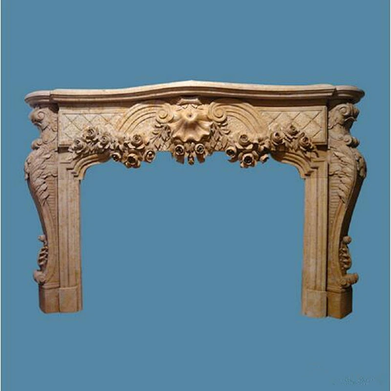 White Limestone Fireplace Surround /white marble mantel