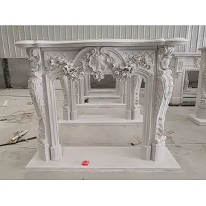 White Marble stone fireplace mantel/natural marble fireplace surrounds