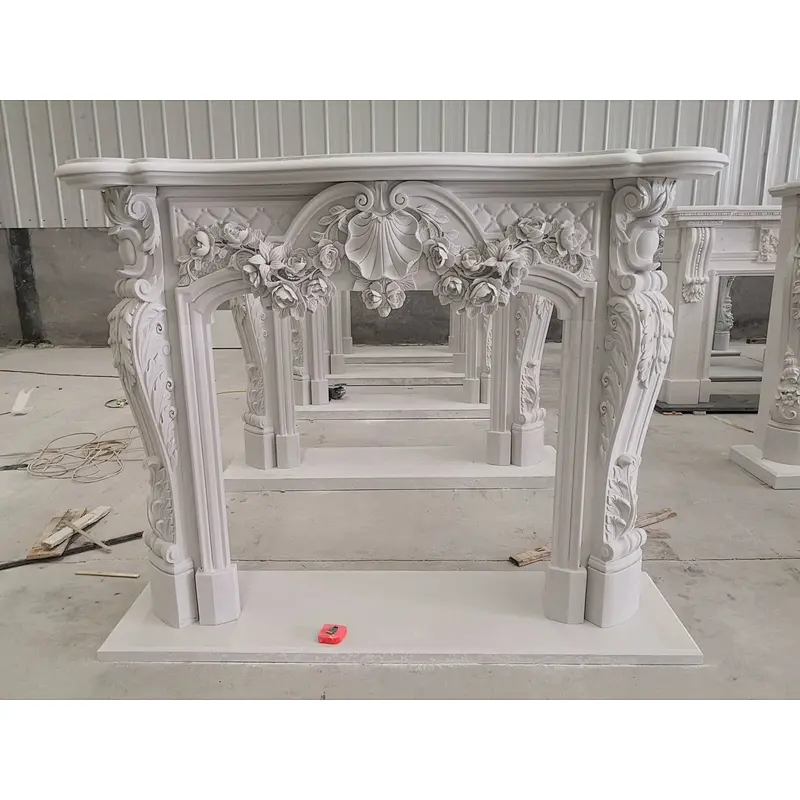 White Marble stone fireplace mantel/natural marble fireplace surrounds