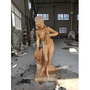 bathing woman statue/stone naked girl statue/young nude girl stone statue