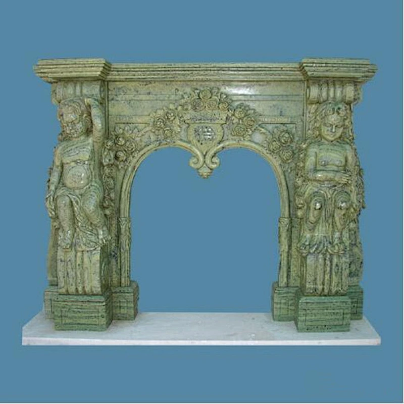 Italian Carrara Green Marble Fireplace/stone fireplace mantles