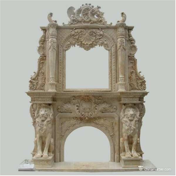 Marble Lion Head Fireplace Mantel/carved marble fireplaces