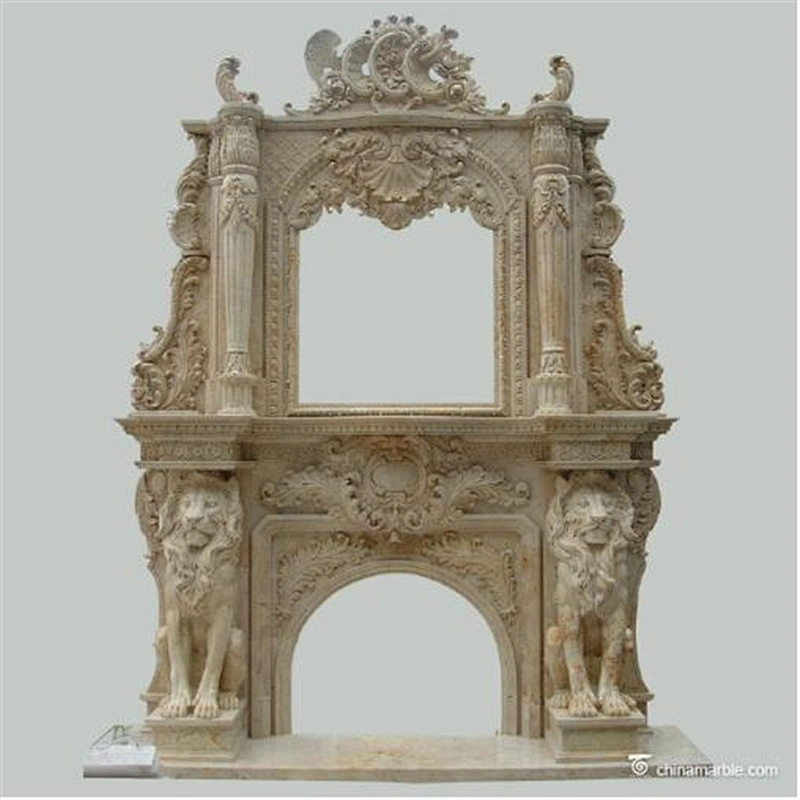 Marble Lion Head Fireplace Mantel/carved marble fireplaces