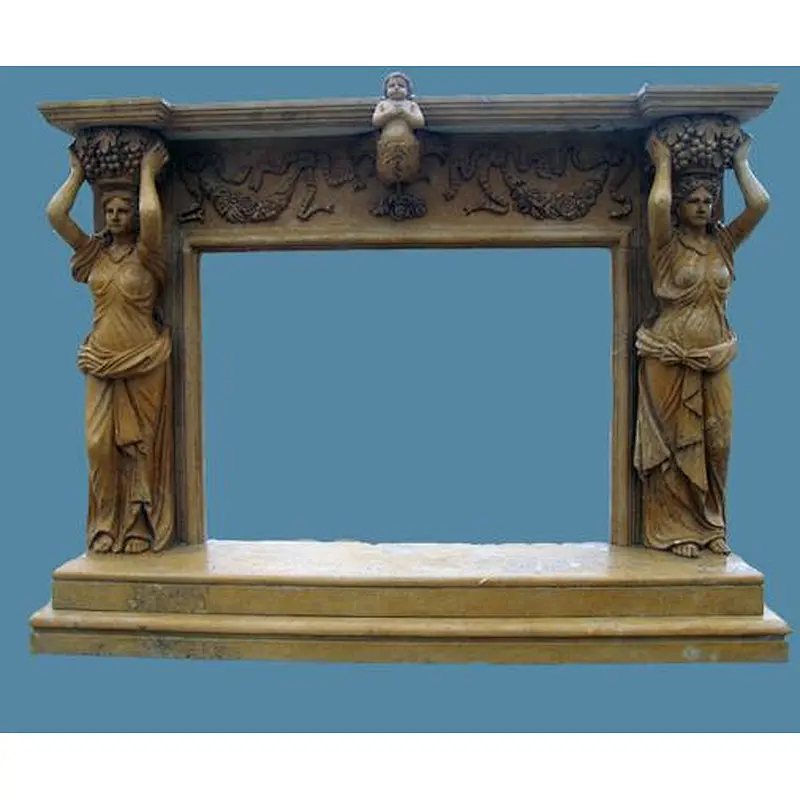 Brown Marble Fireplace Mantel/UK style fireplace surrounds