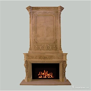 Freestanding Decorative Natural White Marble Fireplace Surround