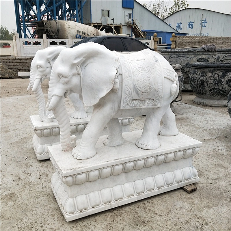 Antique Marble Elephant Statue Stone