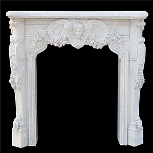 Free Standing Hand Carved Quartz Fireplace Surround With Dragon Carvings