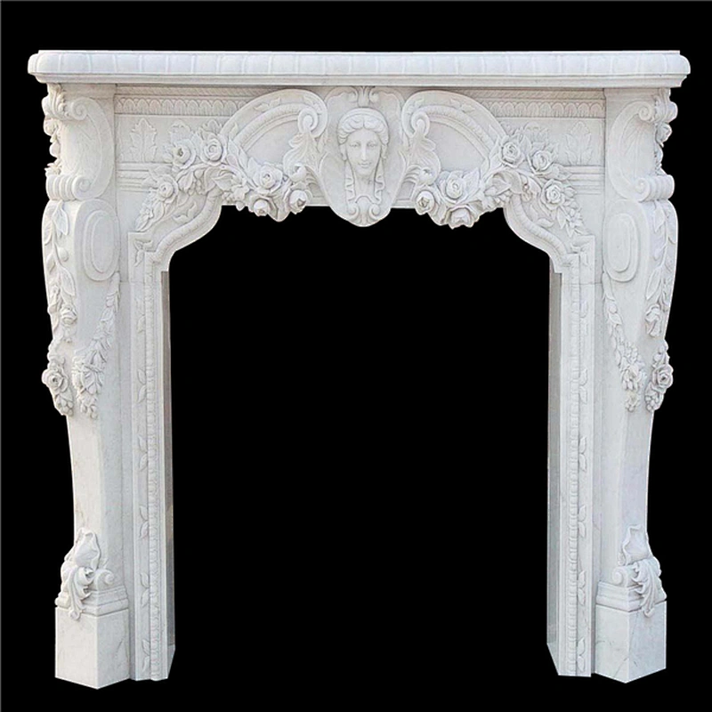 Free Standing Hand Carved Quartz Fireplace Surround With Dragon Carvings