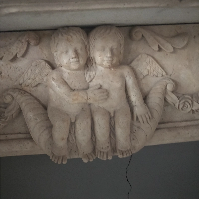 Contemporary Hand Carved Marble Fireplace Mantel Frame
